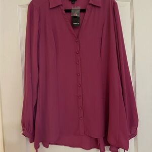 Torrid Red Buttoned Notched Collar Blouse